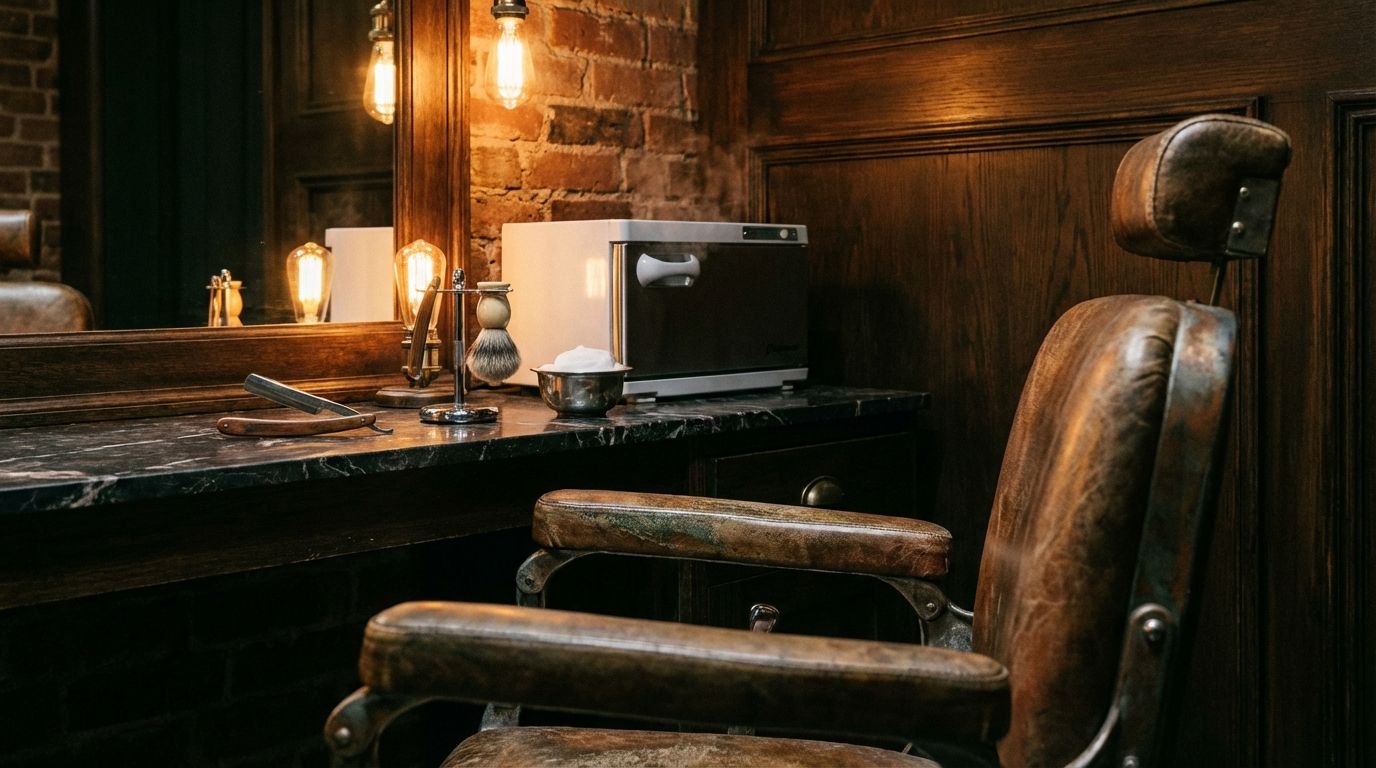 Professionele clippers en scheerkwasten op display